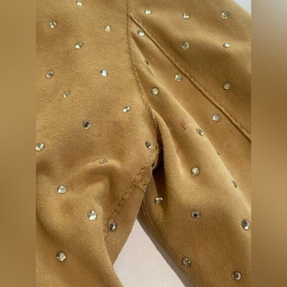 Vintage Dolce & Gabbana Swarovski-Studded Suede Jacket in Tan - Picture 15 of 16